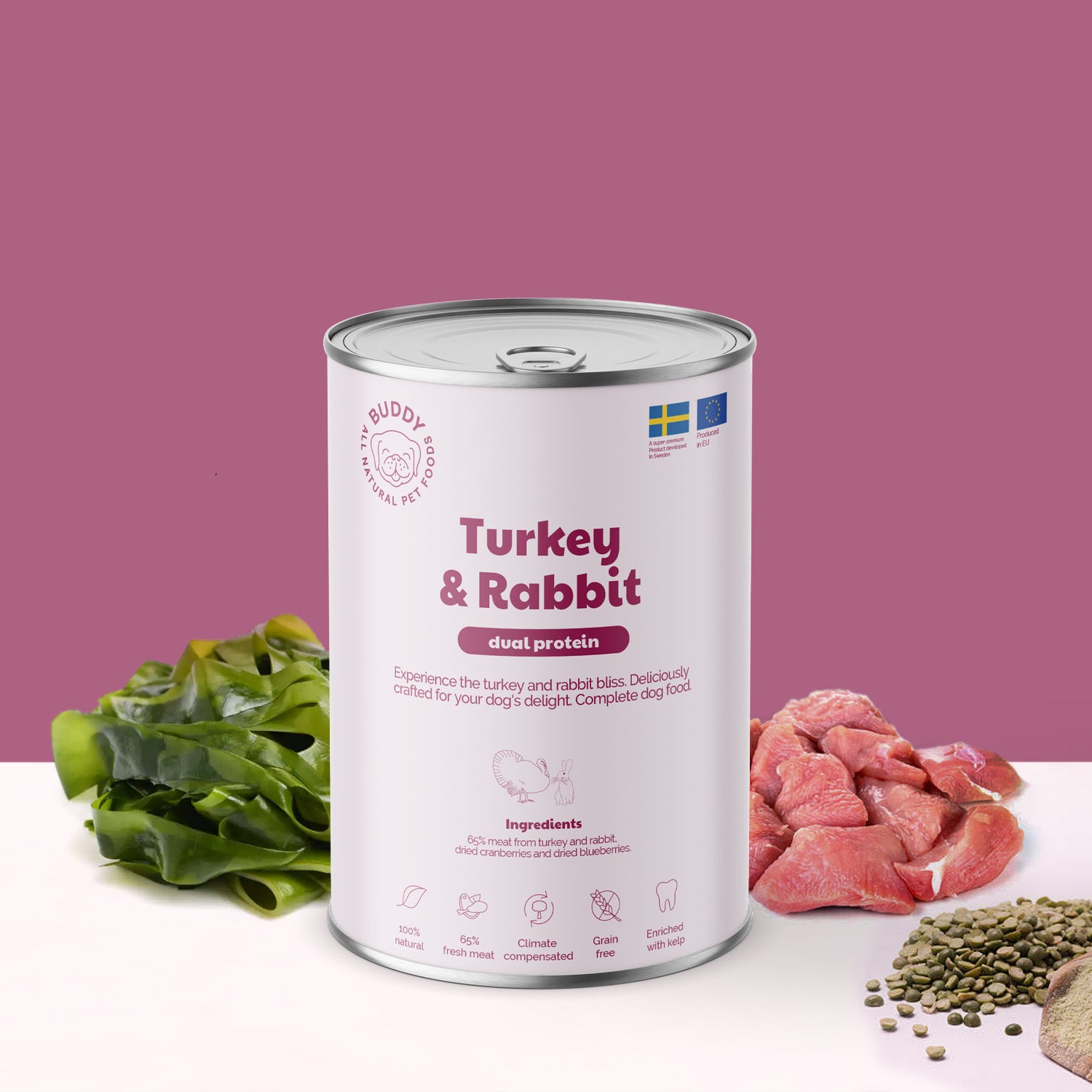 BUDDY Natvoeding Turkey & Rabbit 400 gr. - per 6 stuks