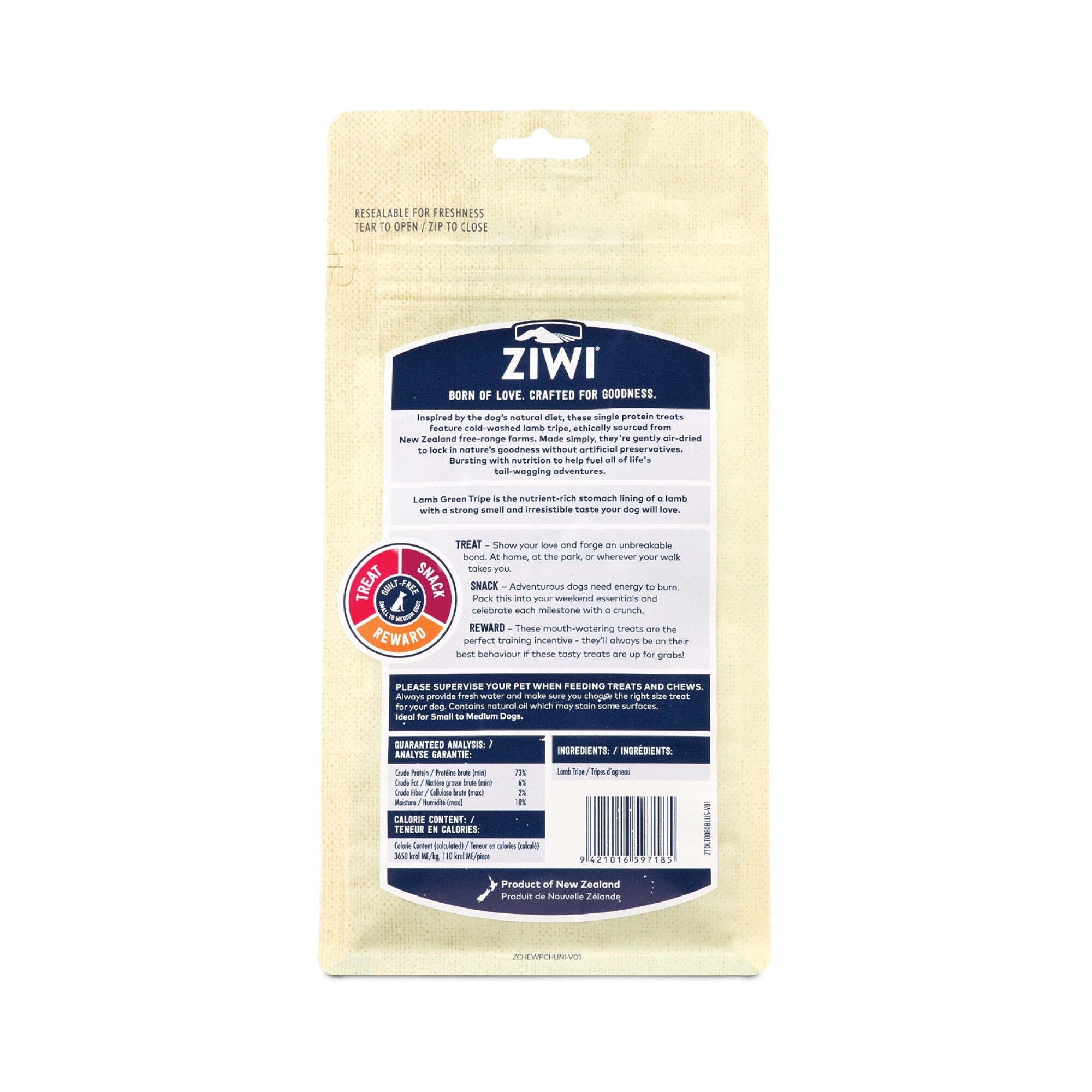 Ziwi Hondensnack Lamspens 80 gr.