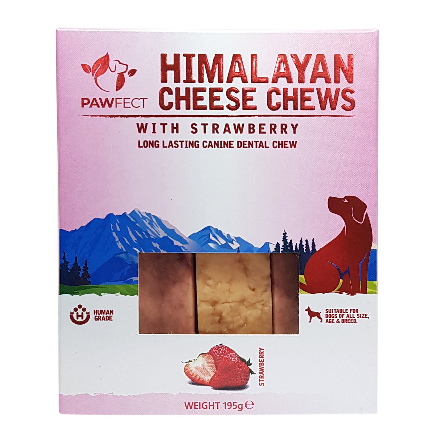 PawFect Chew Aardbei Medium 3 x 65 gr.