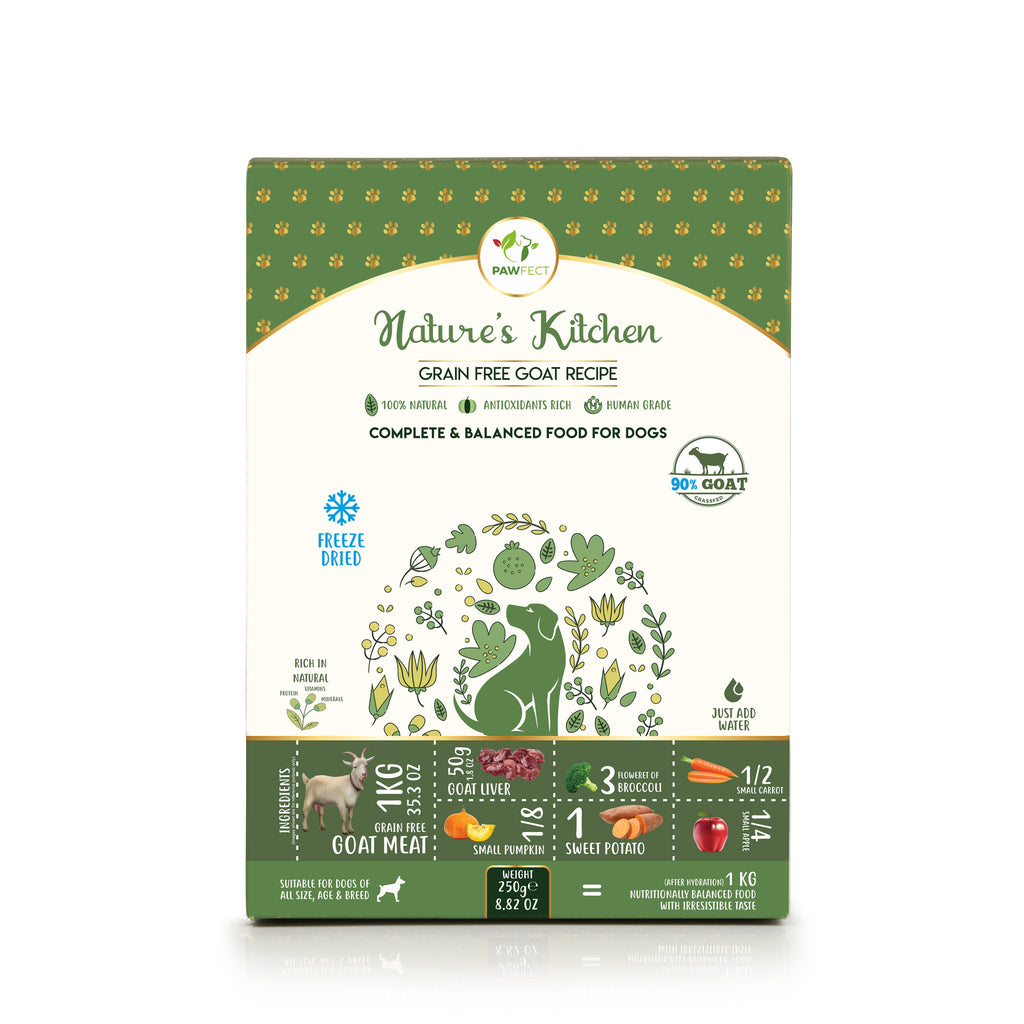 PawFect Freeze Dried hondenvoeding Geit 250 gr.