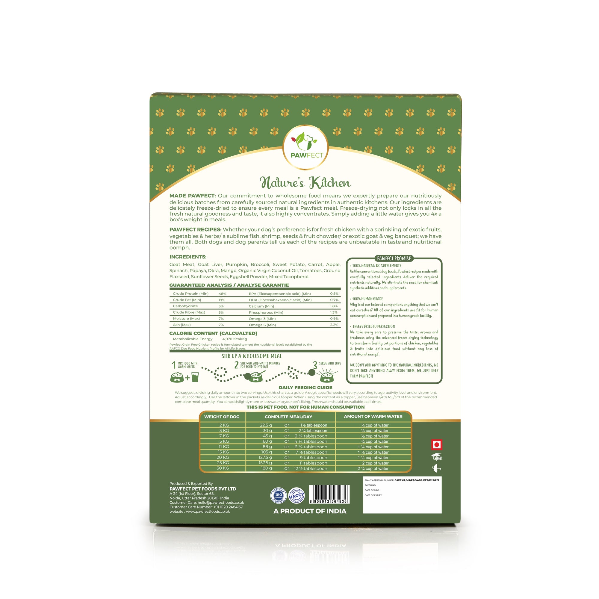 PawFect Freeze Dried hondenvoeding Geit 250 gr.