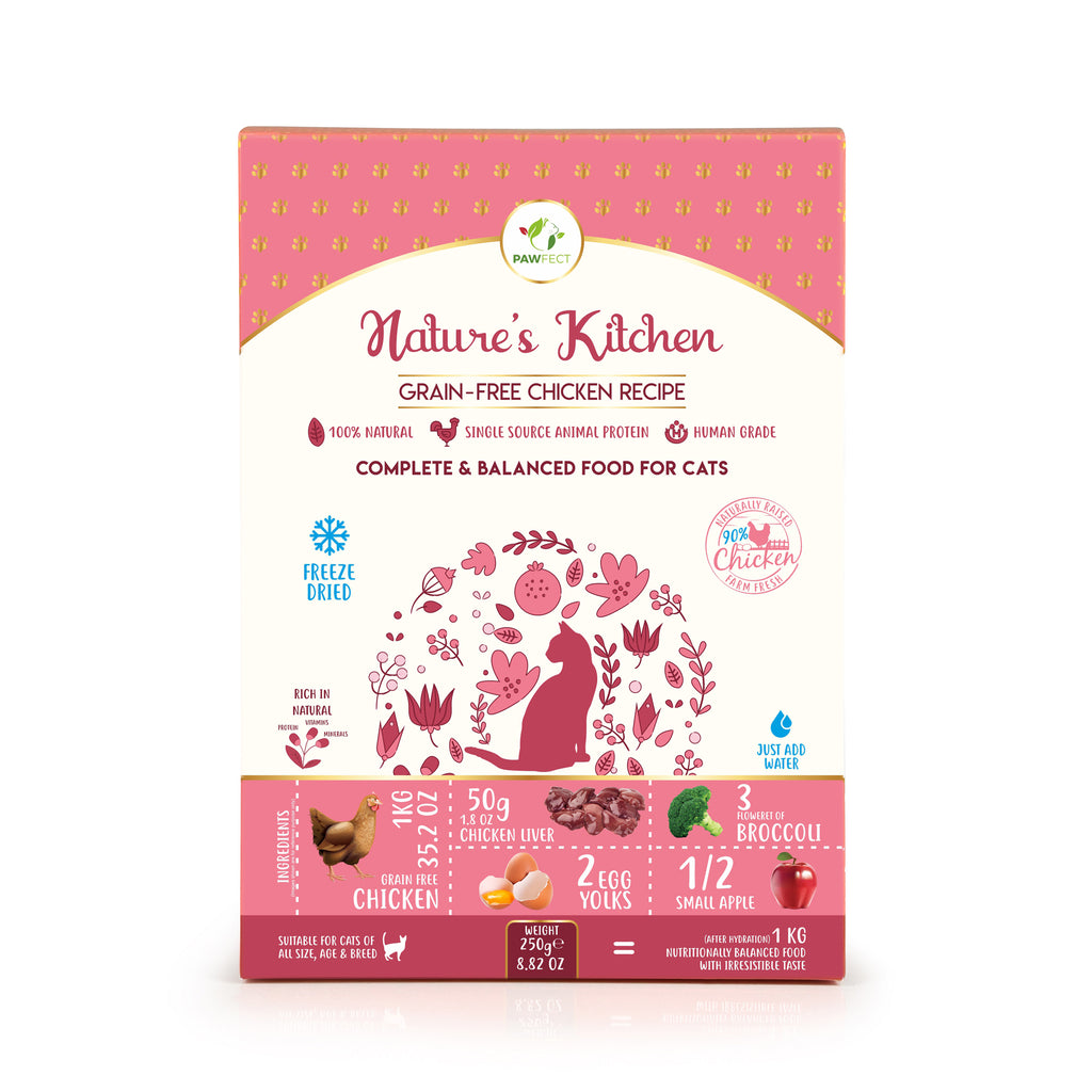 PawFect Freeze Dried kattenvoeding Kip 250 gr.