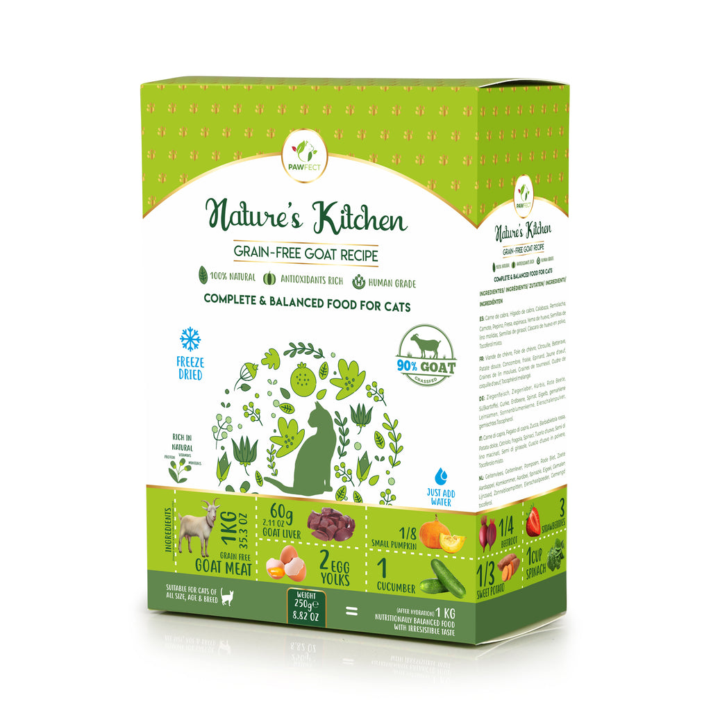 PawFect Freeze Dried kattenvoeding Geit 250 gr.