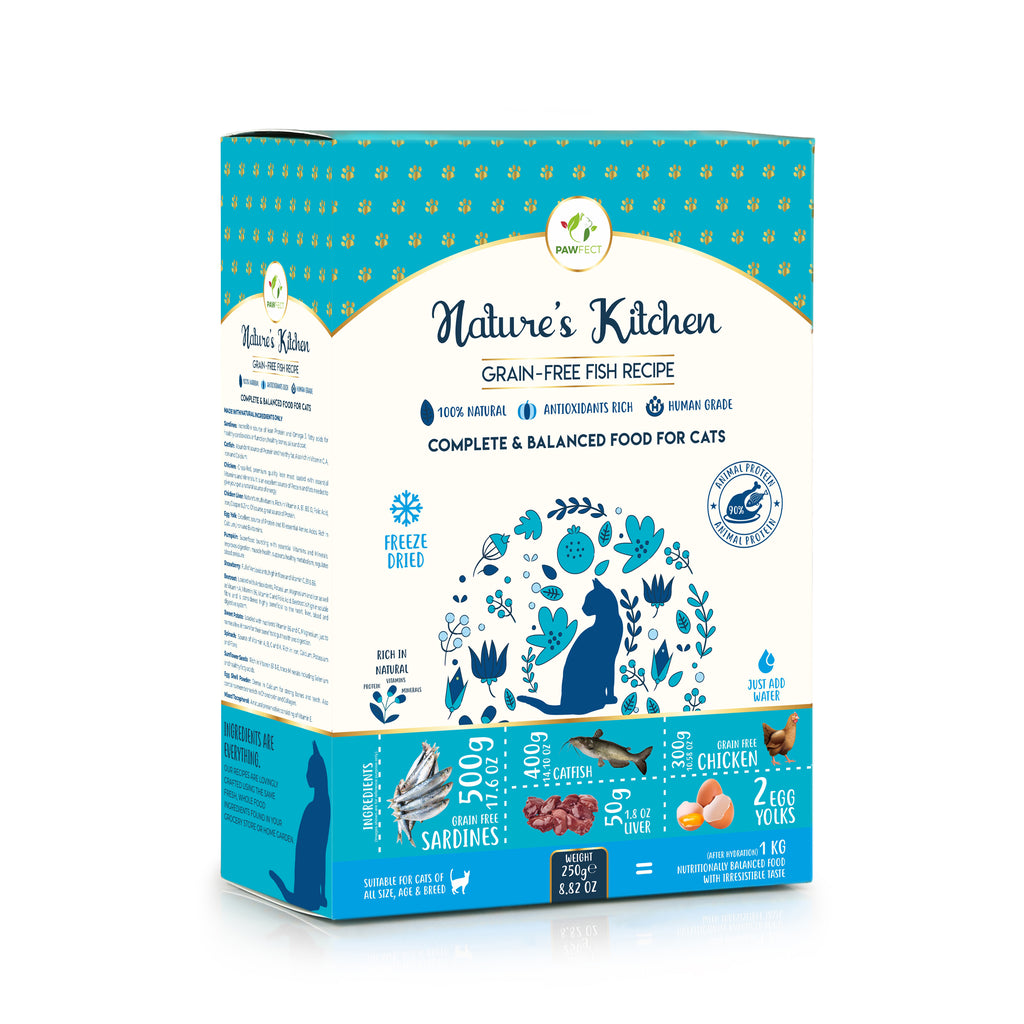 PawFect Freeze Dried kattenvoeding Vis 250 gr.