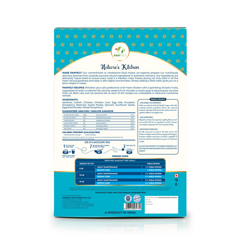 PawFect Freeze Dried kattenvoeding Vis 250 gr.