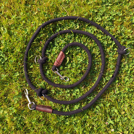 Verstelbare Hondenriem | Touw | Zwart | Kleine honden | Just Cotton 8 mm