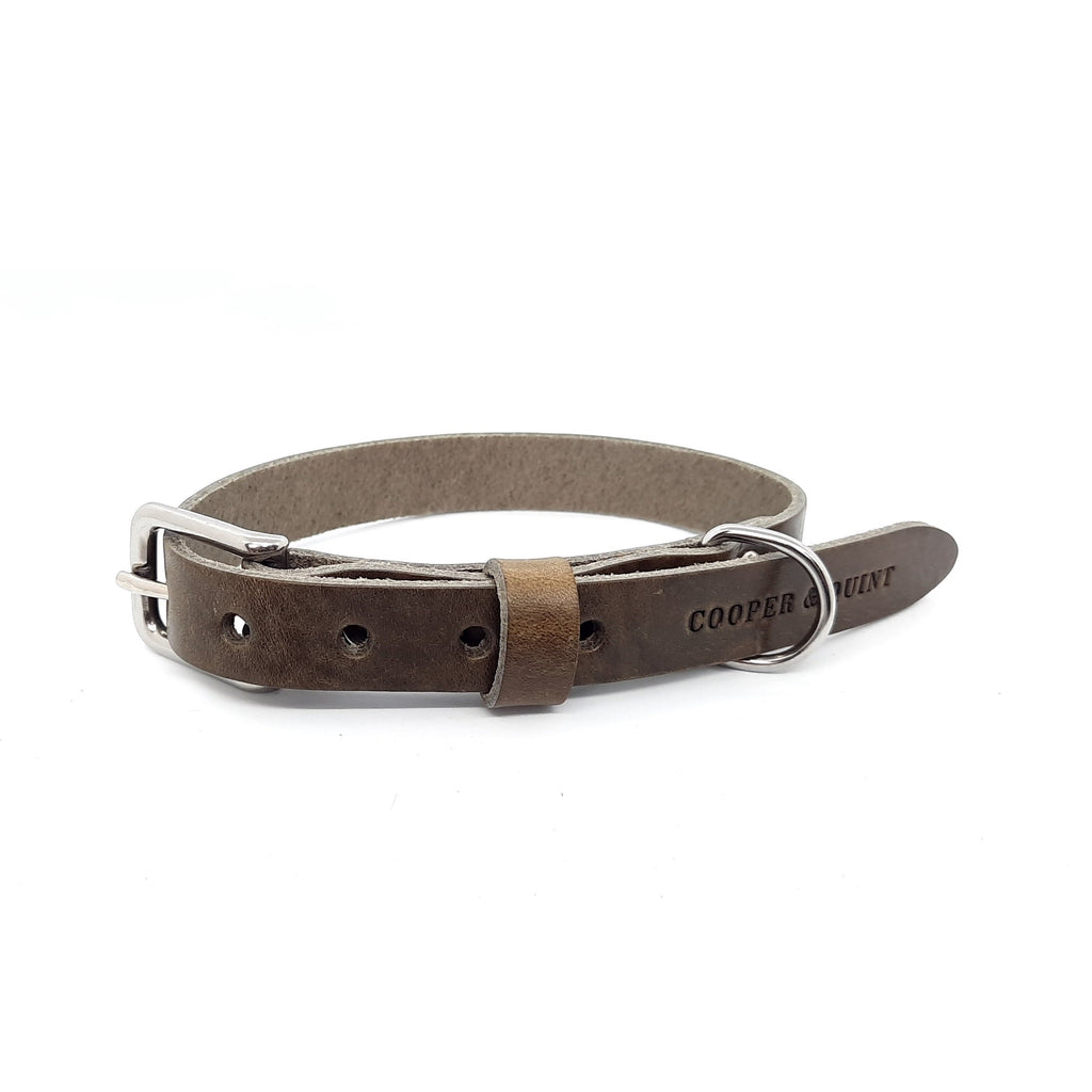No Fuss Halsband Hond Leer Stone - Cooper & Quint