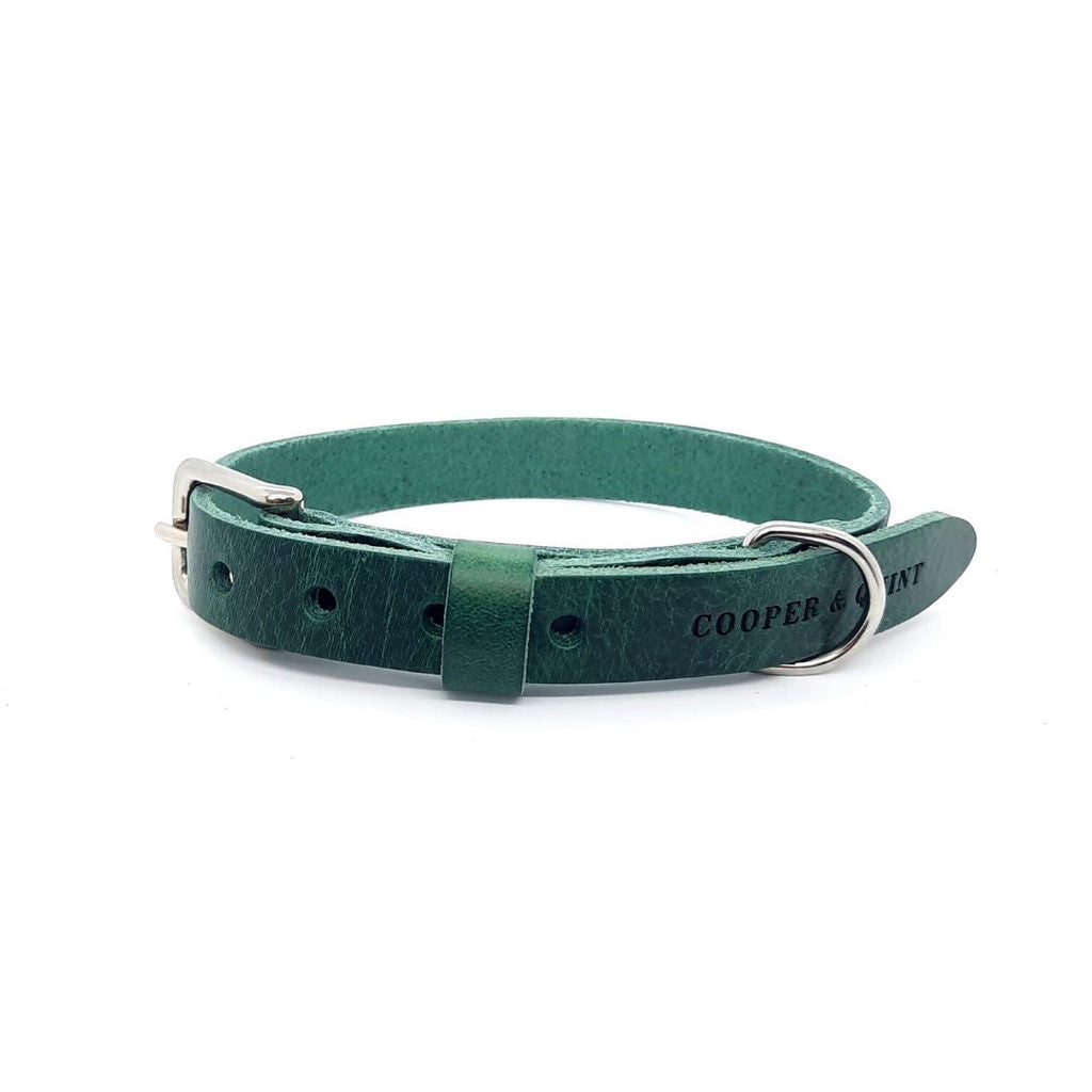 No Fuss Leren Halsband Groen