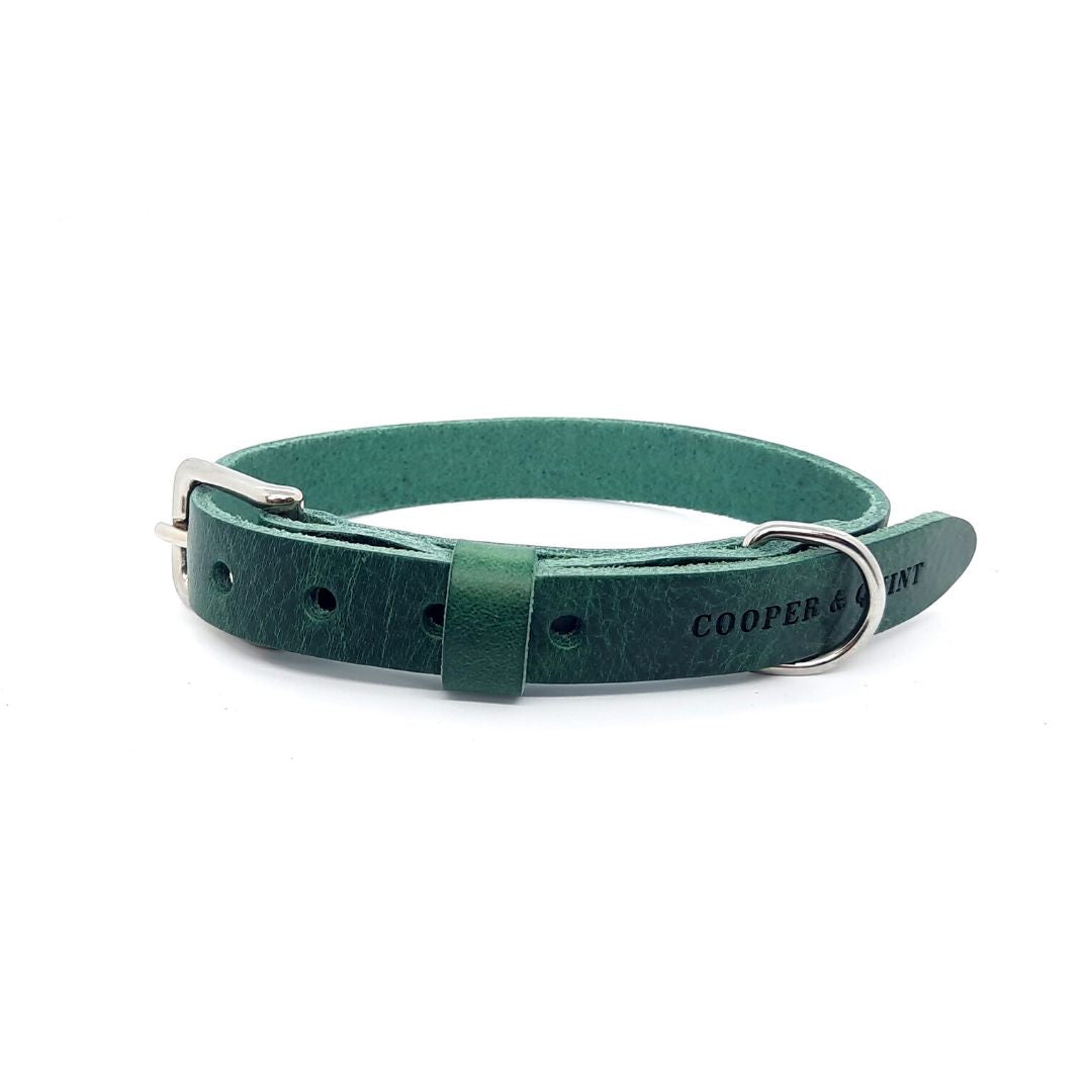 No Fuss Leren Halsband Groen