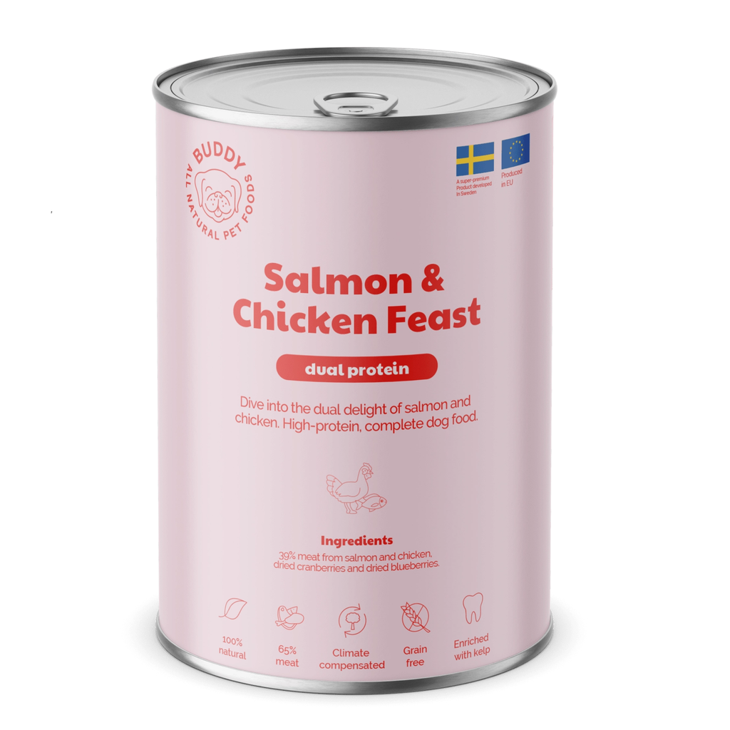 BUDDY Natvoeding Salmon & Chicken Feast 400 gr. - per 6 stuks