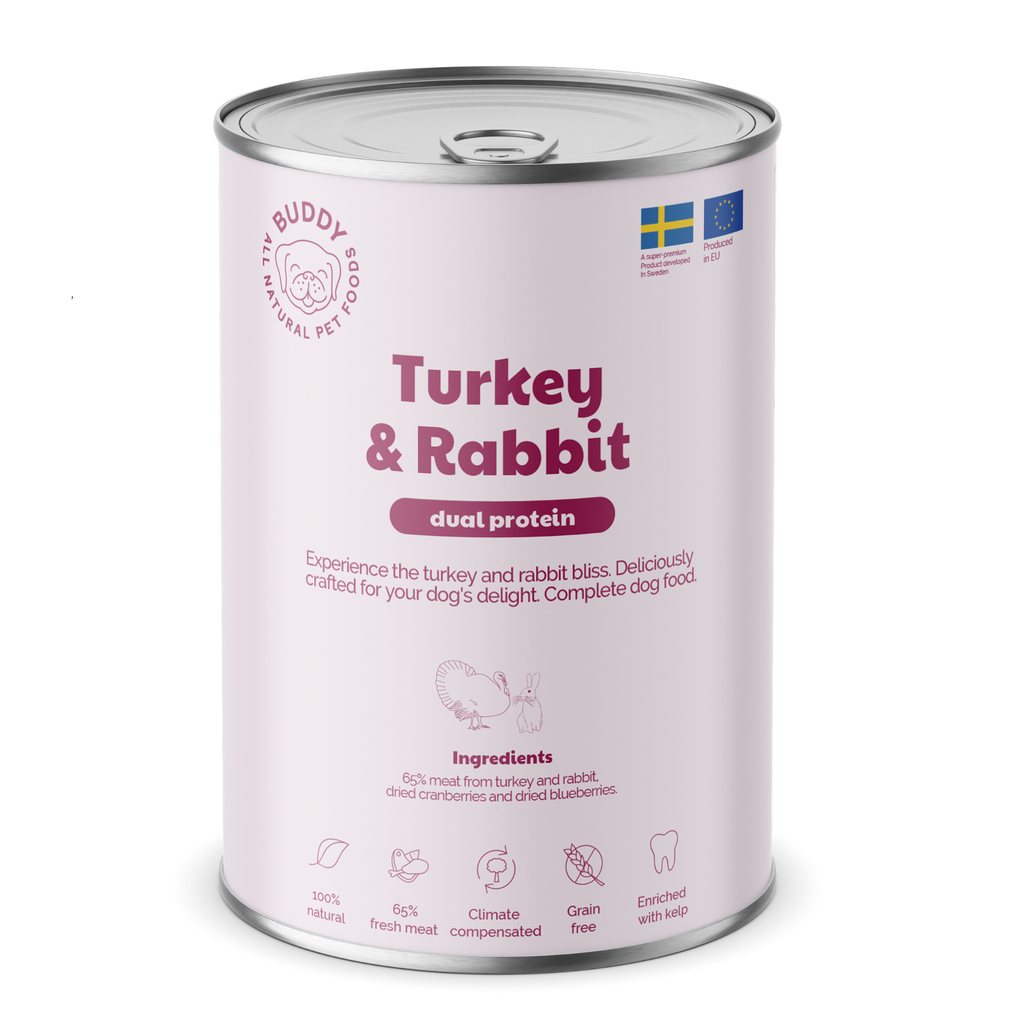 BUDDY Natvoeding Turkey & Rabbit 400 gr. - per 6 stuks